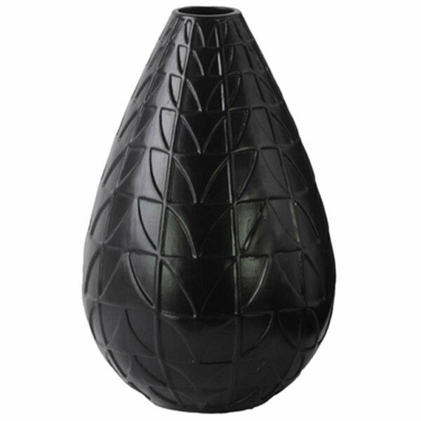 Urban Trends Collection Ceramic Bellied Round Vase with Narrow Lips, Black 21460